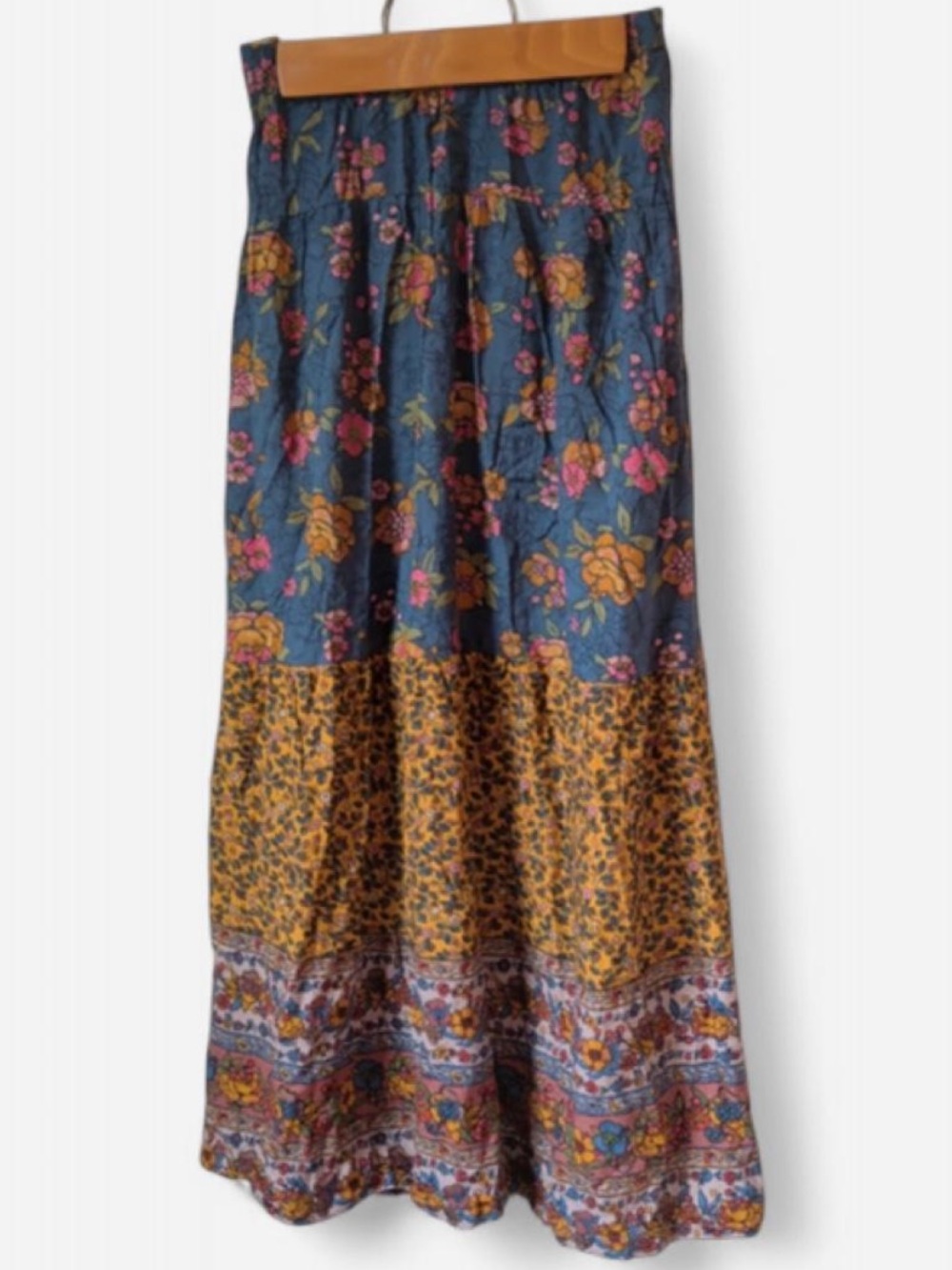 MATCHING SET-NATURAL LIFE Floral Patchwork Tiered Maxi Skirt and Top - Picture 2 of 6